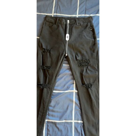 Women's Rocker Size XL Black Distressed Skinny Jeggings - Picture 8 of 11